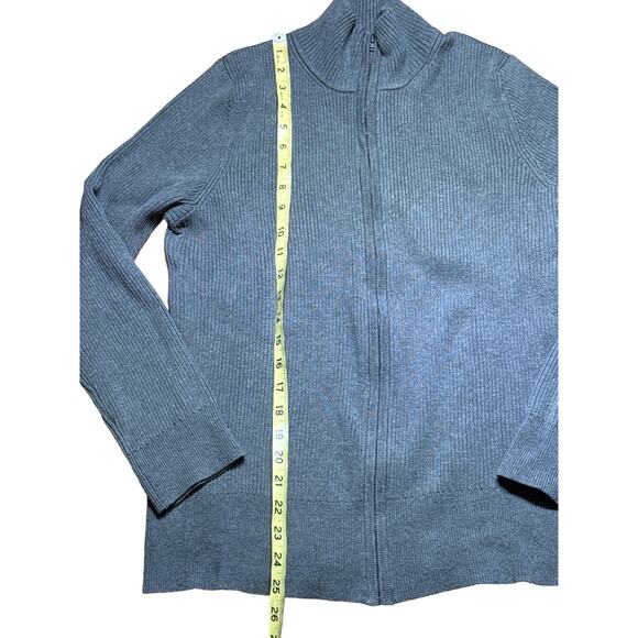Eddie Bauer Womens XL Gray Cardigan Sweater full zip ribbed Stretchy long sleeve - Picture 8 of 9